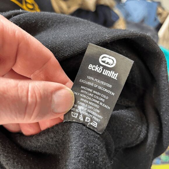 Marc Ecko Unltd Large Hip Hop Hoodie Y2K Pullover Black And Yellow READ - Picture 7 of 7